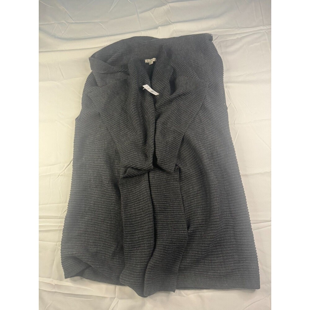 Loft Sweater Womens Size XS Draped Rib Knit Vest Black Solid Acrylic NWT